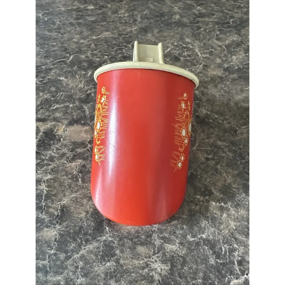 Vintage 1972 Avon 6 oz Flour Scoop Burnt Orange with flower pattern